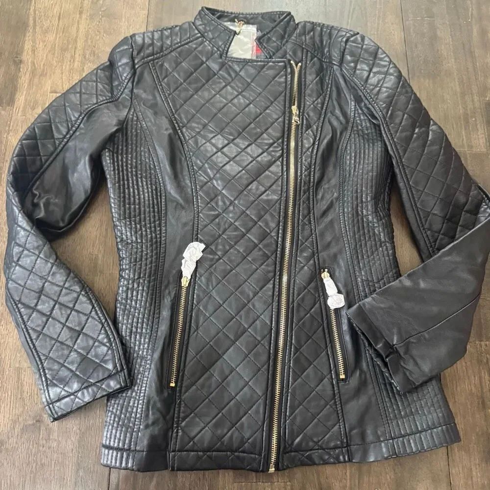 New Celsius Vegan Leather Black Biker Jacket